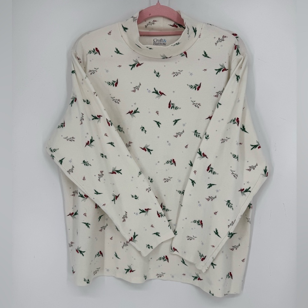 Croft & Barrow Winter Mock Neck Longsleeve Cottagecore Grandmacore Size 3X